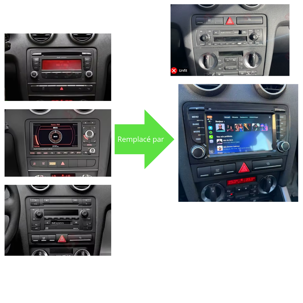 Écran Tactile Audi A3 (2003-2013) - Autoradio GPS Android Auto Apple CarPlay