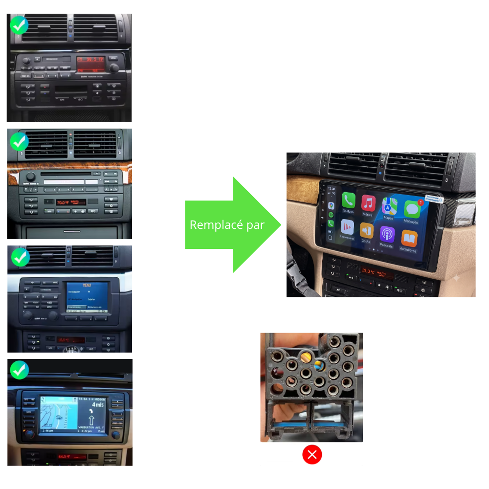Écran Tactile 9' BMW serie 3 E46  (1998-2006) : Autoradio GPS, Android Auto et Apple CarPlay