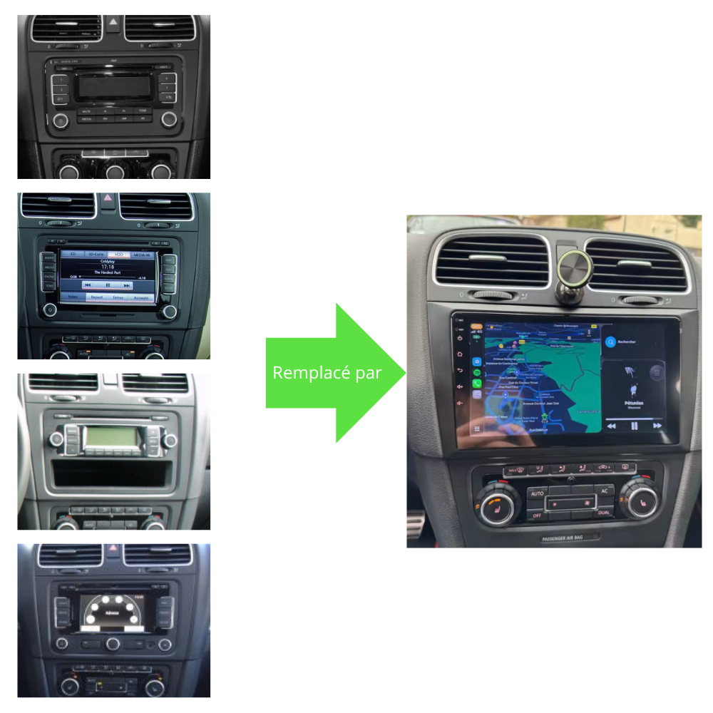 Full Tactile Volkswagen Golf 6 (2007-2016) - Autoradio GPS 9 pouces Android Auto Apple CarPlay