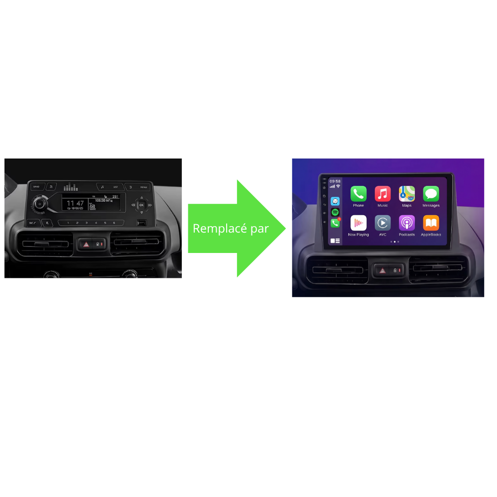 Écran Tactile Peugeot Rifter (2018-) - Autoradio GPS Android Auto Apple CarPlay