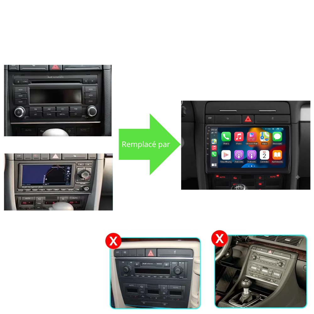 Écran Tactile Audi A4 (2004-2008) - Autoradio GPS Android Auto Apple CarPlay