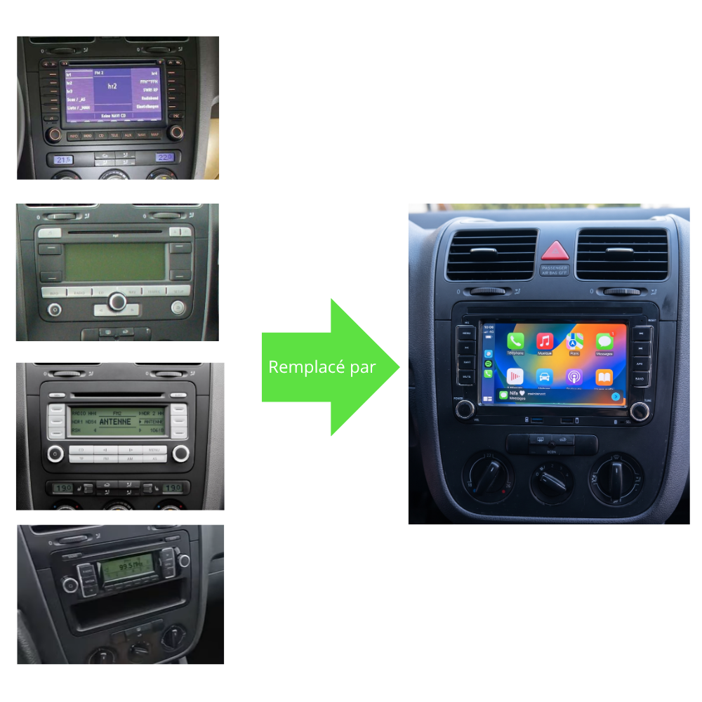 Écran Tactile Volkswagen Golf 5 (2003-2009) - Autoradio GPS Android Auto et Apple CarPlay