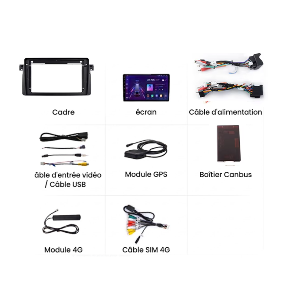 Écran Tactile BMW X5 E53  (2000-2007) : Autoradio GPS, Android Auto et Apple CarPlay