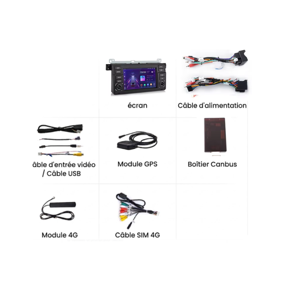Écran Tactile BMW serie 3 E46  (1998-2006) : Autoradio GPS, Android Auto et Apple CarPlay