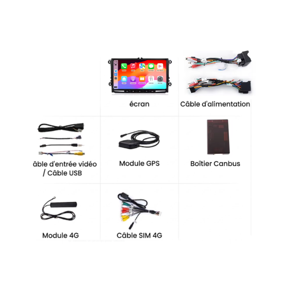 Écran Tactile Volkswagen Sharan (2010-2015) - Autoradio GPS 9 pouces Android Auto Apple CarPlay