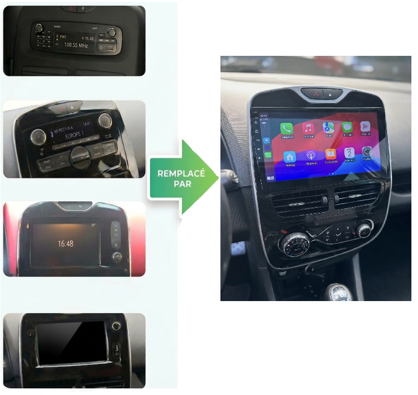 Écran Tactile Renault Clio 4 Phase 1 (2012-2016) - Autoradio GPS Android Auto et Apple CarPlay